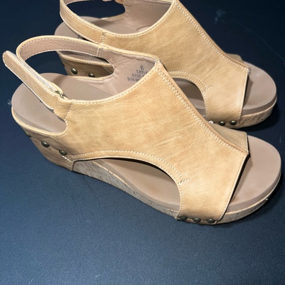 Corkys Women's Carley Wedge Sandal - Taupe Size 8 - Picture 9 of 13